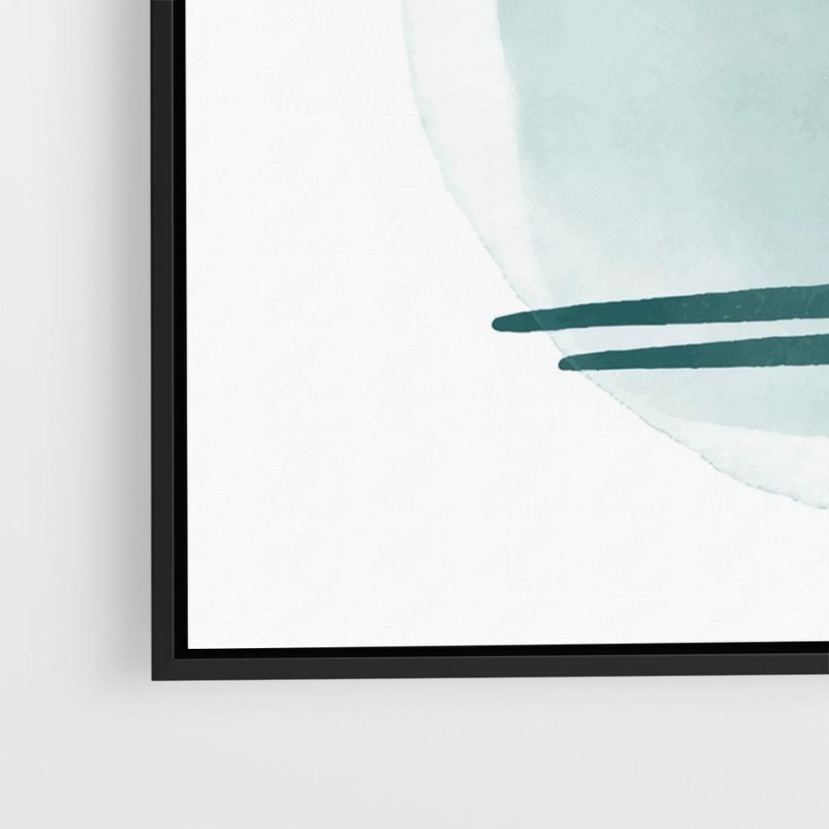 Obraz w ramie 70x50 - Turkusowy Świat - minimlizm, abstrakcja - rama czarna