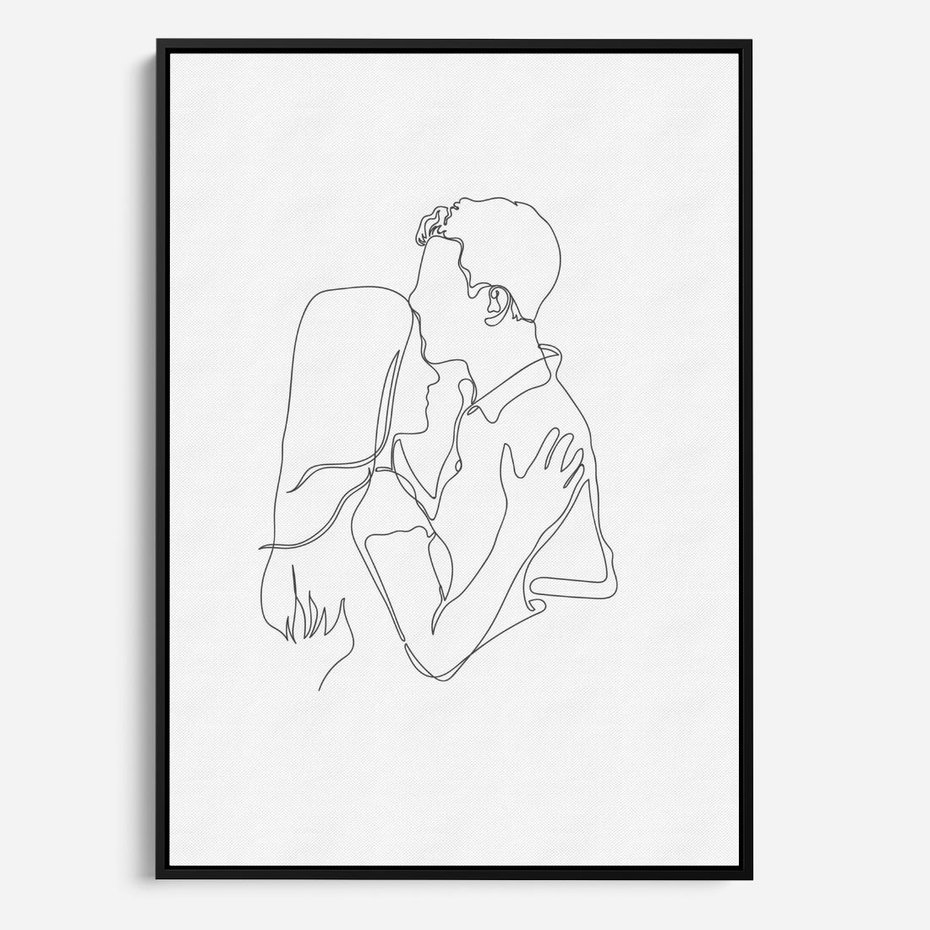 Obraz w ramie 50x70 - Bezgraniczne Przenikanie - para zakochanych, kobieta i mężczyzna - rama czarna