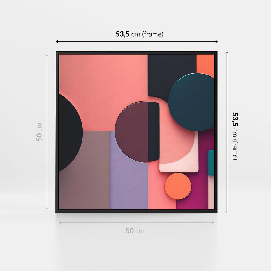 Obraz w ramie 50x50 - Przenikanie przestrzeni czasu - abstrakcja, geometria - rama czarna