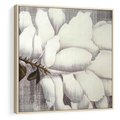 Obraz w ramie 50x50 - Tekstura Kwiatu - białe kwiaty, duży kwiat - rama drewno