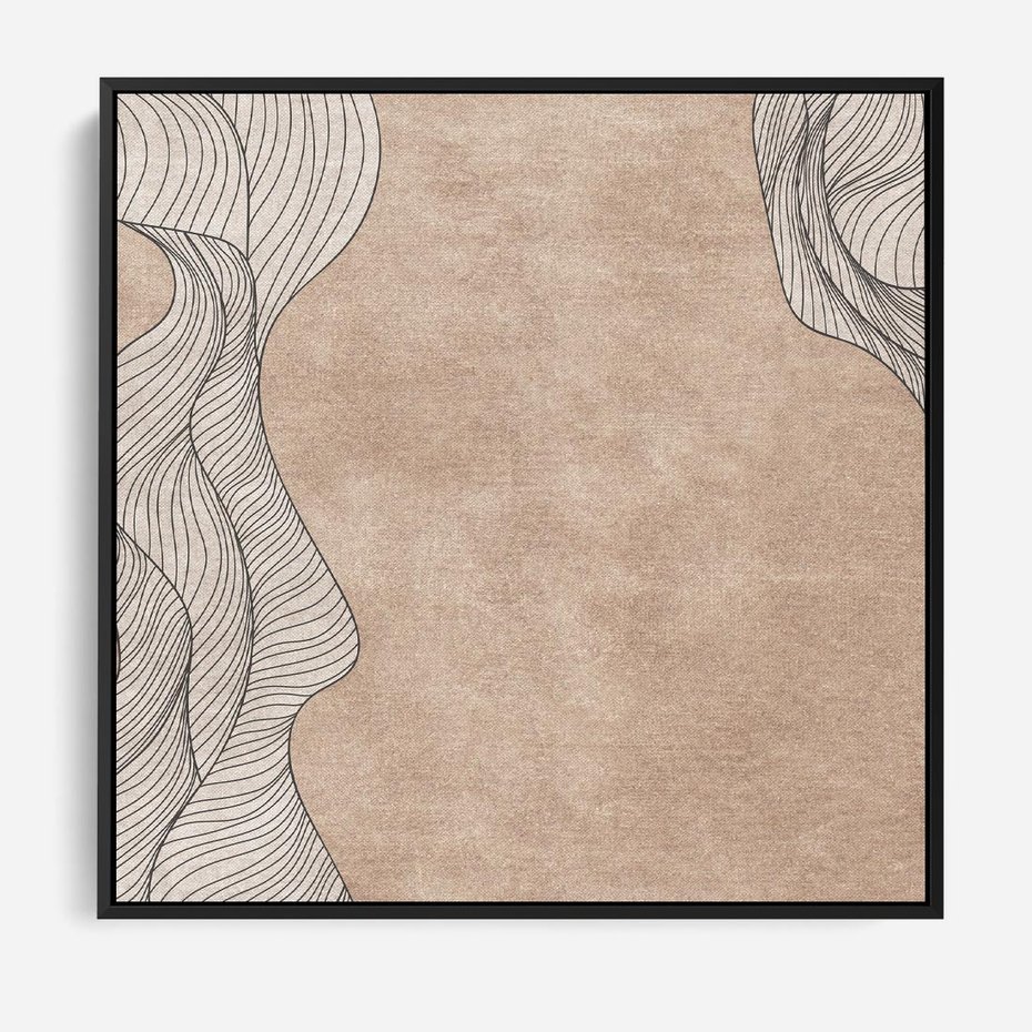 Obraz w ramie 50x50 - Symfonia uczuć i kształtów - delikatna kompozycja, falujące linie - rama czarna