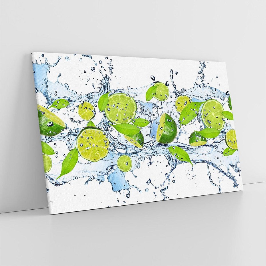 Obraz na płótnie 120x80 - Świeżość limonki i błękity wody - limonka, woda