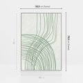 Obraz w ramie 50x70 - Migotliwa Spokojna Zieleń - zielony plakat, abstrakcyjne splątane linie - rama biała
