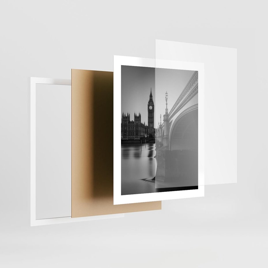 Plakat w ramie 40x50 - Majestatyczny Big Ben w Londynie - Londyn, most - rama biała