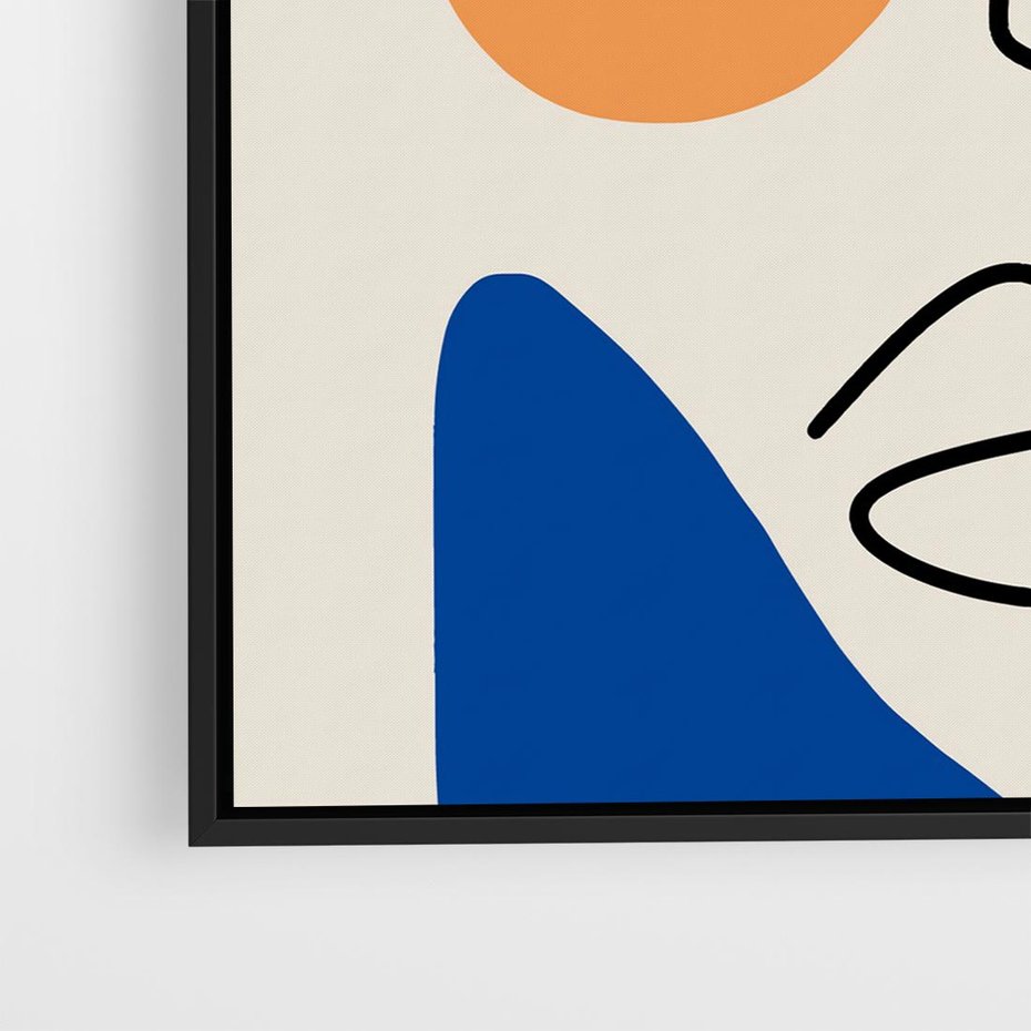 Obraz w ramie 50x50 - Rozbijające Granice Kształtów - abstrakcyjny obraz, przypomina twarz - rama czarna