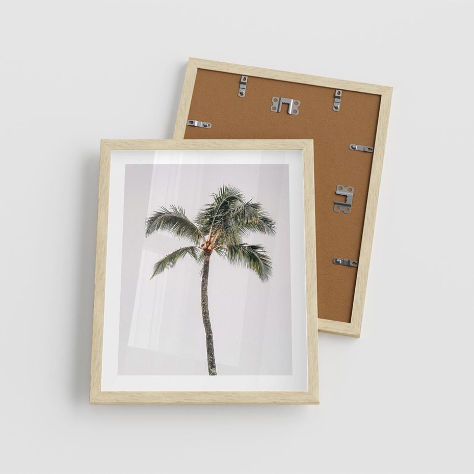 Plakat w ramie 40x50 - Wakacyjne Marzenia - palma na tle nieba - rama drewno