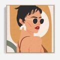 Obraz w ramie 50x50 - Kobieca Przenikliwość - nowoczesny plakat, styl retro - rama drewno