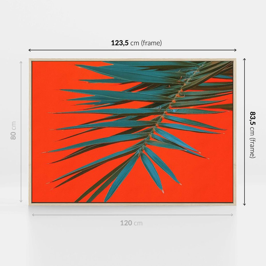 Obraz w ramie 120x80 - Egzotyczny Urok - liście, palma - rama drewno