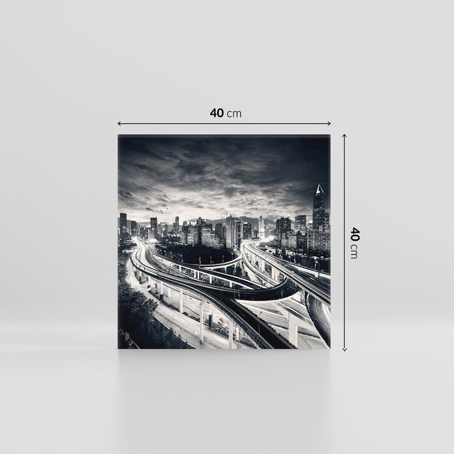 Obraz na płótnie 40x40 - Miejska Symfonia - miasto, nocą
