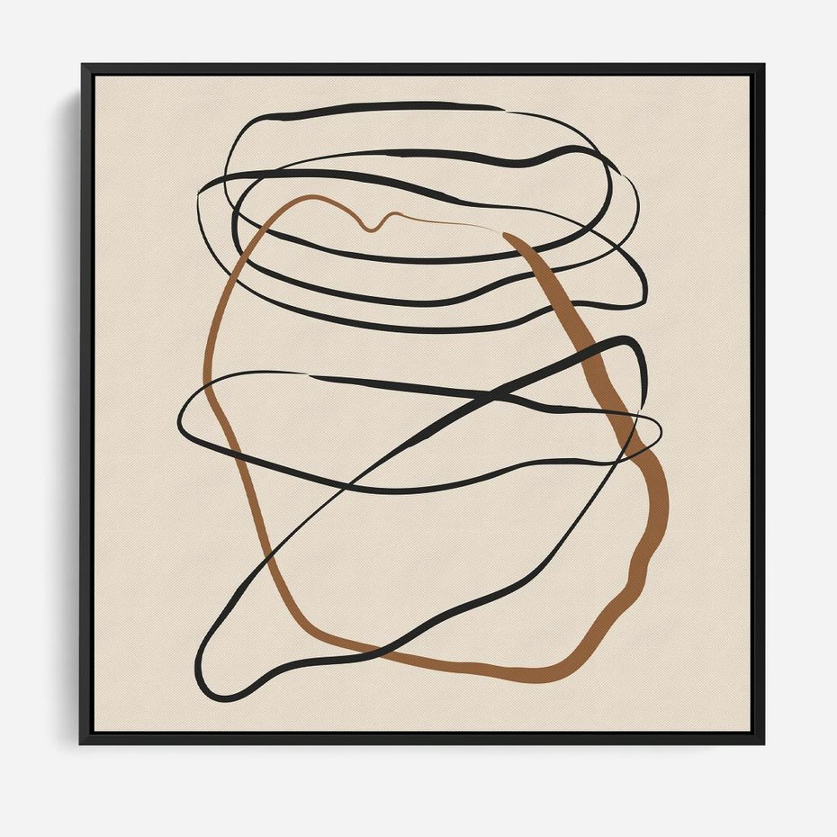 Obraz w ramie 50x50 - Bezczasowe Kontury - abstrakcyjne linie, zaplątane - rama czarna
