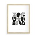 Plakat w ramie 50x70 - Taniec Dziwacznych Kresek - minimalistyczny plakat, czarno biały - rama drewno
