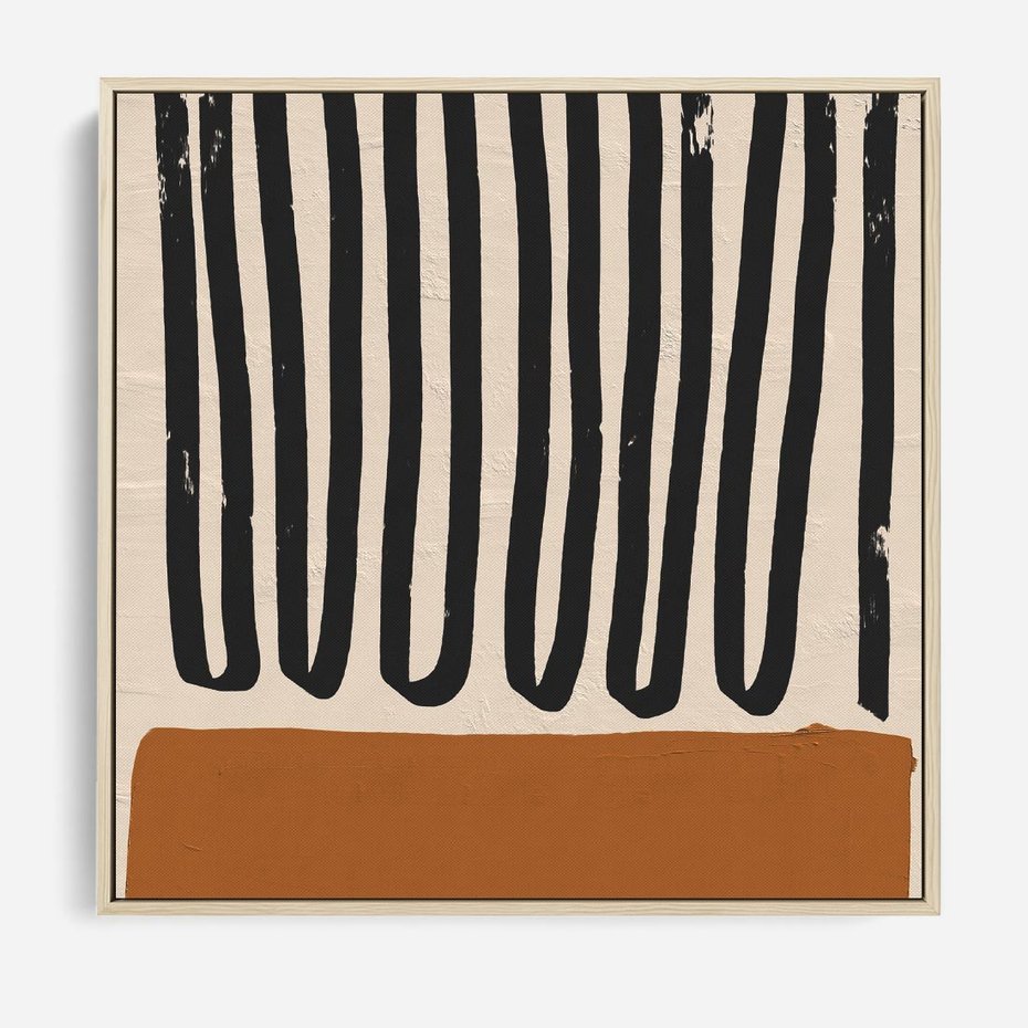 Obraz w ramie 80x80 - Boho Impulsy Kreatywności - abstrakcyjny plakat, brąz - rama drewno