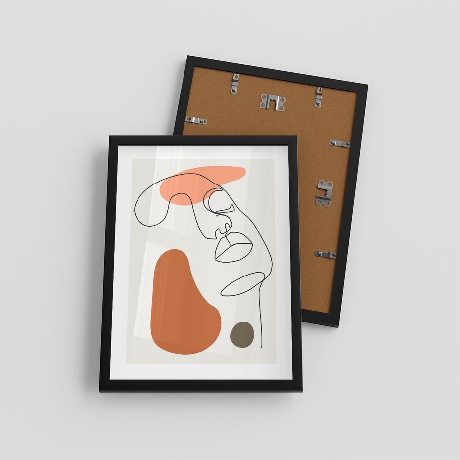 Plakat w ramie 30x40 - Twarz w Geometrycznym Stylu - nowoczesny obraz, grafika - rama czarna