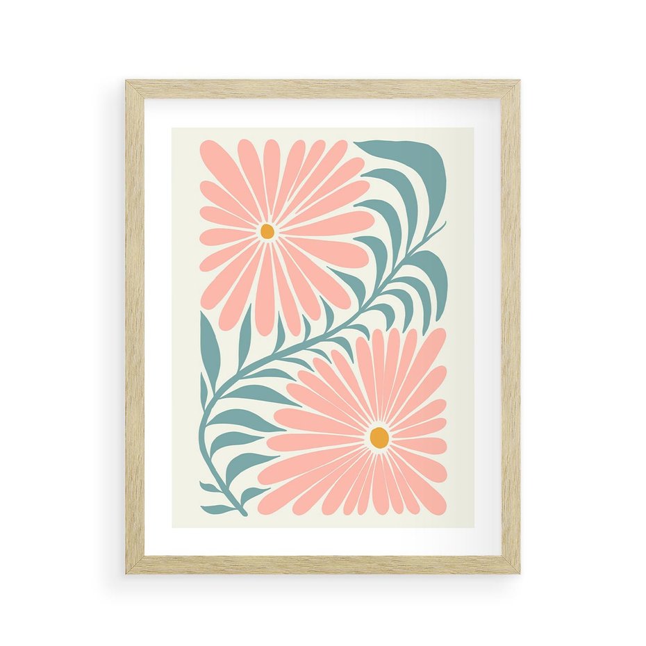 Plakat w ramie 40x50 - Kształtując Marzenia - kwiaty, sztuka nowoczesna - rama drewno