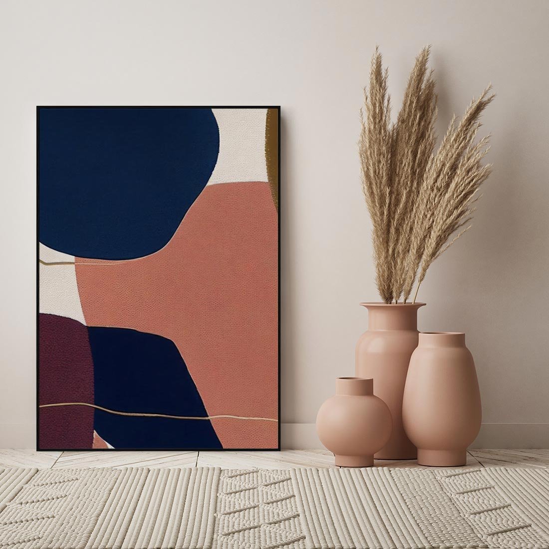 Obraz w ramie 70x100 - Abstrakt Marsala - nieregularne plamy, kształty - rama czarna