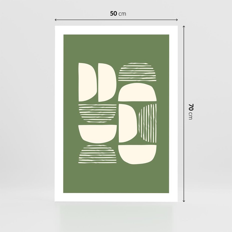 Plakat bez ramy 50x70 - Migotliwe Formy - geometryczne boho kształty na brązowym, oliwkowym tle