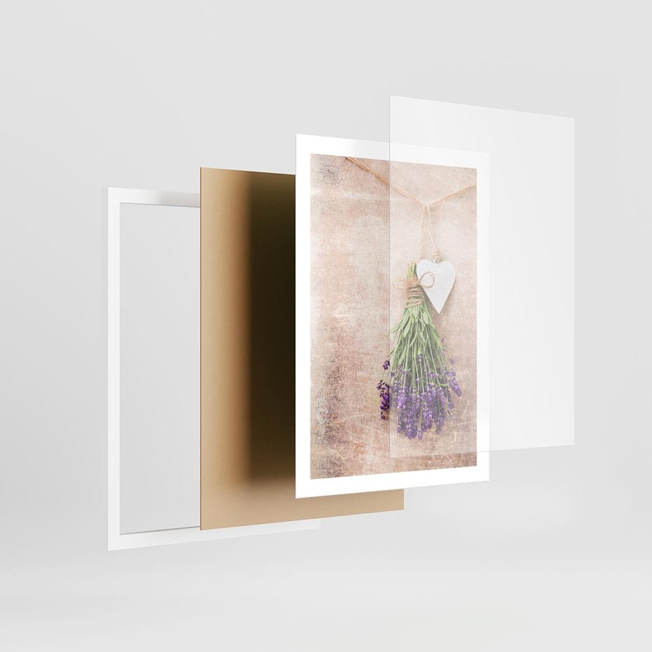 Plakat w ramie 50x70 - Romantyczny urok - lawenda, bukiet - rama biała