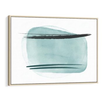 Obraz w ramie 70x50 - Turkusowy Świat - minimlizm, abstrakcja - rama drewno