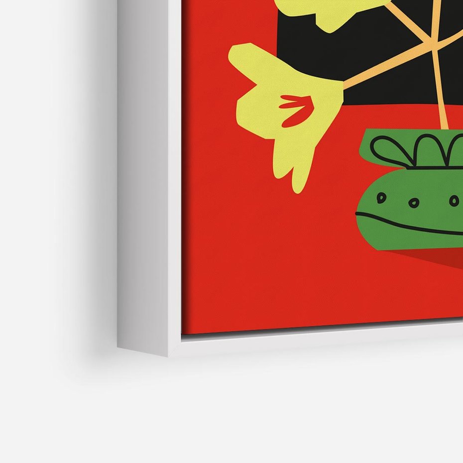 Obraz w ramie 80x80 - Abstrakcyjne Przenikanie - abstrakcyjne kwiaty, czerwone tło - rama biała