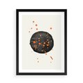 Plakat w ramie 50x70 - Impulsy Kreatywności - abstrakcyjna czarna plama, rozsiane pomarańczowe kropki - rama czarna