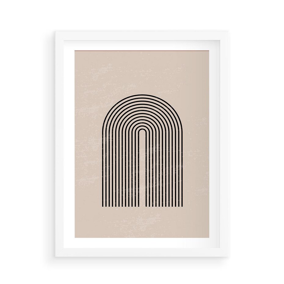 Plakat w ramie 50x70 - Migocące Echa - abstrakcyjne linie, geometria - rama biała