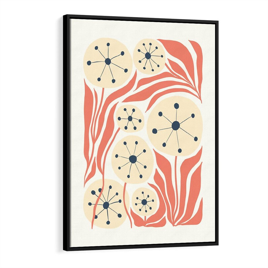 Obraz w ramie 50x70 - Impresje Harmonii - abstrakcyjne kwiaty, rośliny - rama czarna