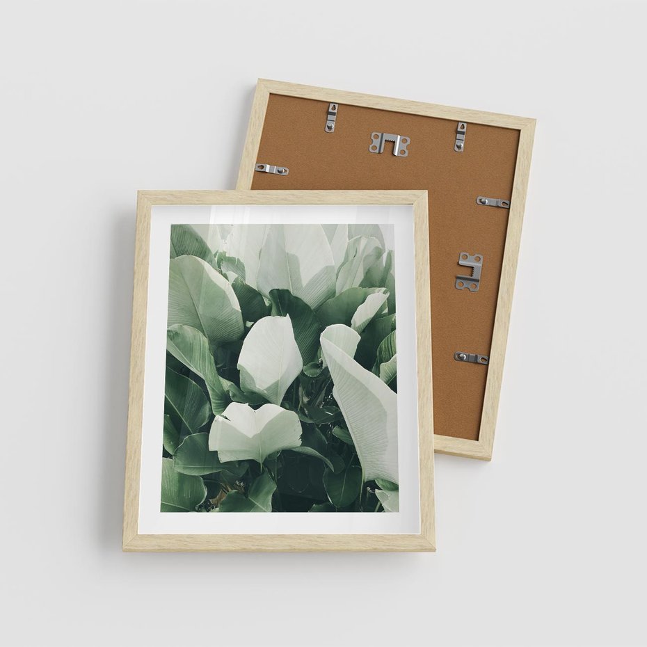 Plakat w ramie 40x50 - Zgaszona Uroda Natury - zielone liście, zgaszona zieleń - rama drewno