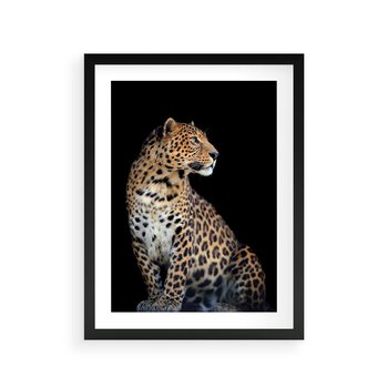 Plakat w ramie 30x40 - Elegancja Jaguarowej Pantery - jaguar, pantera - rama czarna