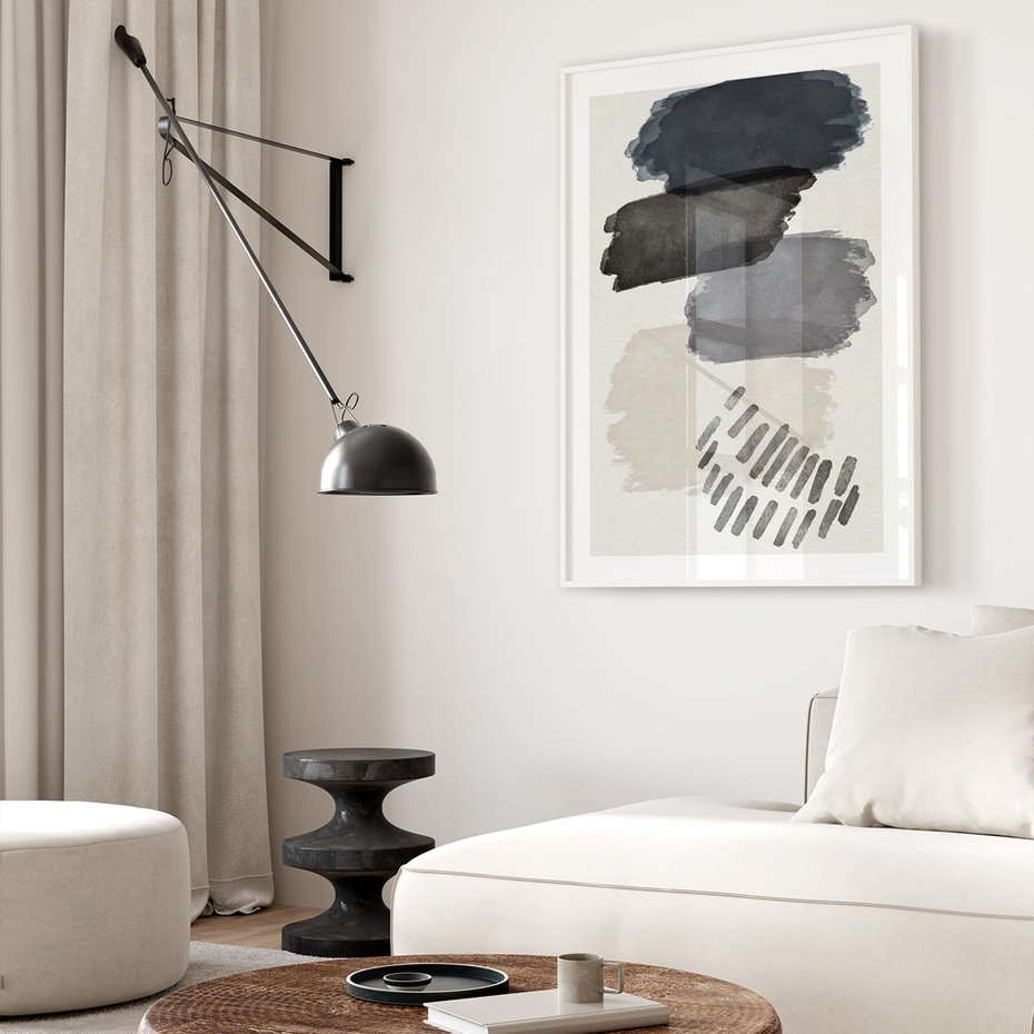 Plakat w ramie 40x50 - W Stylu Akwareli - nowoczesny plakat, abstrakcja - rama biała
