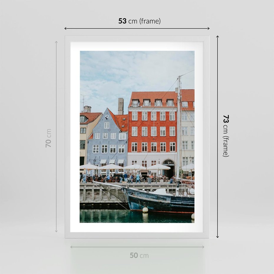 Plakat w ramie 50x70 - Miejska Dynamika - Dania, Kopehaga - rama biała