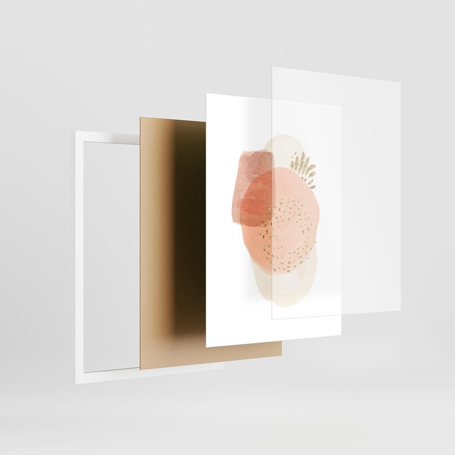 Plakat w ramie 30x40 - Migotliwe Kształty i Plamy - abstrakcyjne akwarelowe plamy, minimalizm - rama biała