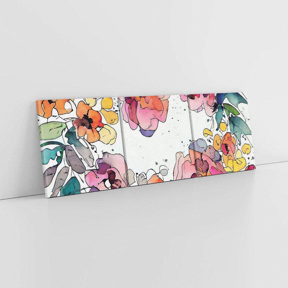 Obraz na płótnie 150x50 - Rozkwitające marzenia - akwarelowe kwiaty, kolory