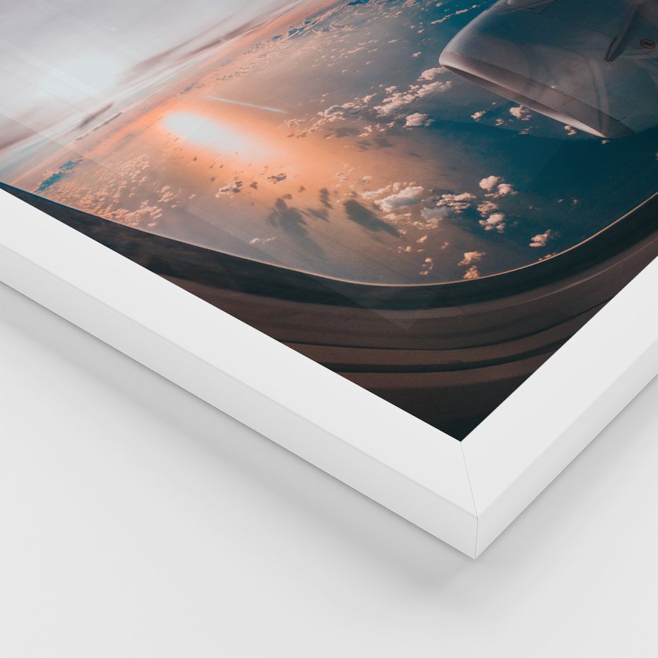 Zestaw obrazy w ramie 50x70 galeria - Samolot, zachód, podróż - rama biała