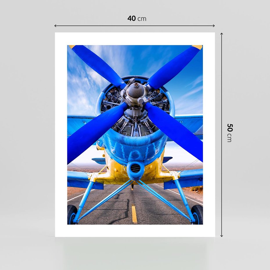 Plakat bez ramy 40x50 - Śmigłowiec indygo - samolot, śmigło