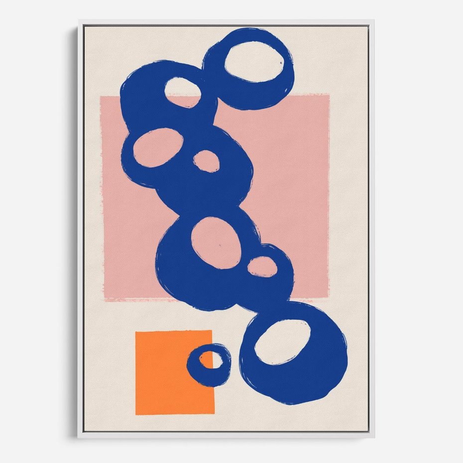 Obraz w ramie 50x70 - Migocące Plamiste Echa - abstrakcja, nowoczesny plakat - rama biała