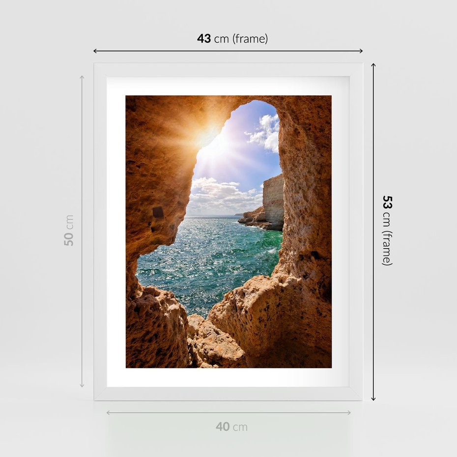Plakat w ramie 40x50 - Potęga Natury - morze, klify - rama biała