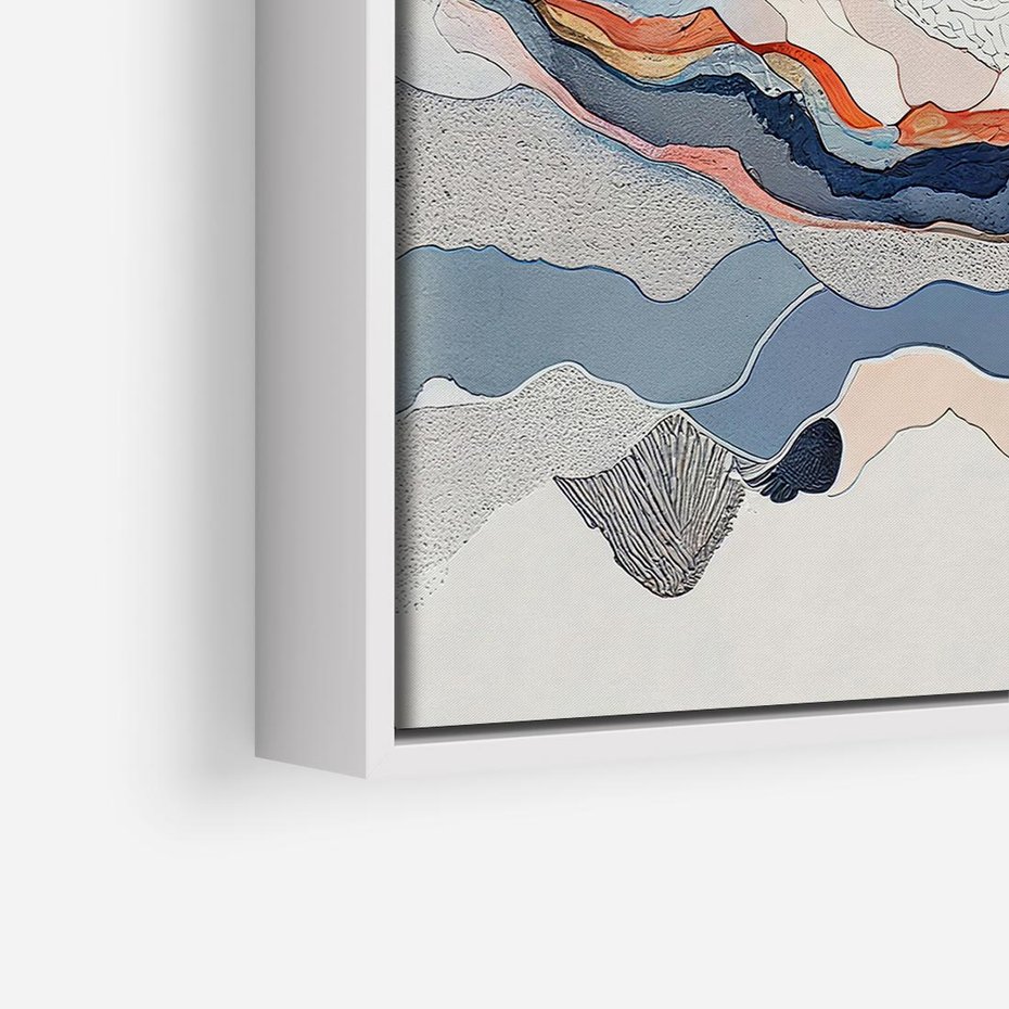 Obraz w ramie 50x50 - Dynamiczne Góry - akwarelowe graficzne góry, krajobraz - rama biała