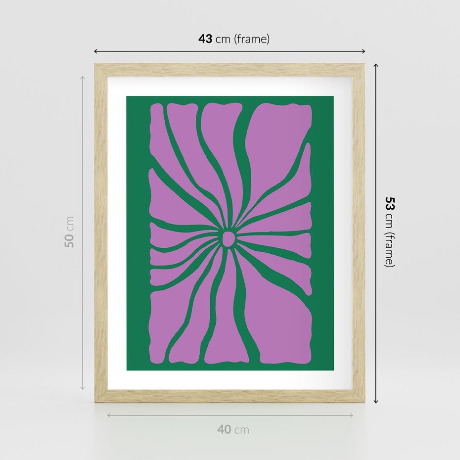 Plakat w ramie 40x50 - Bezczasowe Impresje - abstrakcyjny plakat, boho styl - rama drewno