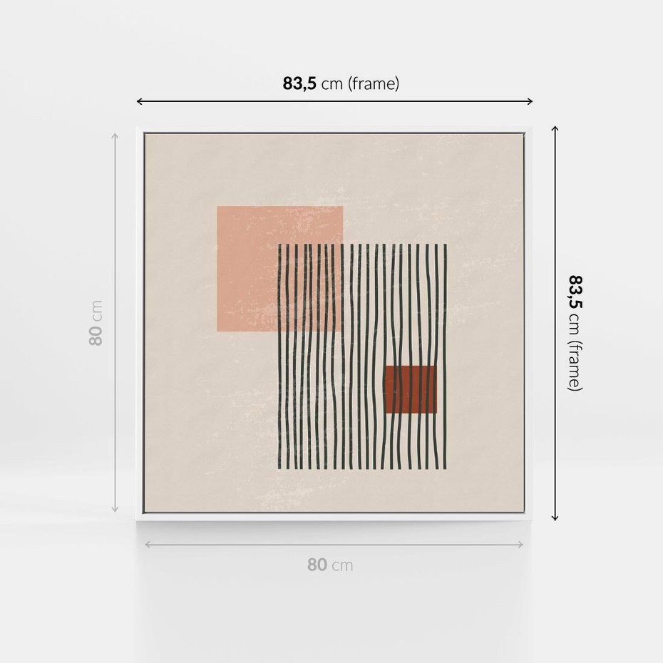 Obraz w ramie 80x80 - Przenikające Formy - nowoczesna sztuka, minimalizm - rama biała