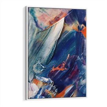 Obraz w ramie 50x70 - Rytmy ukrytych pragnień - chaos i abstrakcja, plamy koloru - rama biała