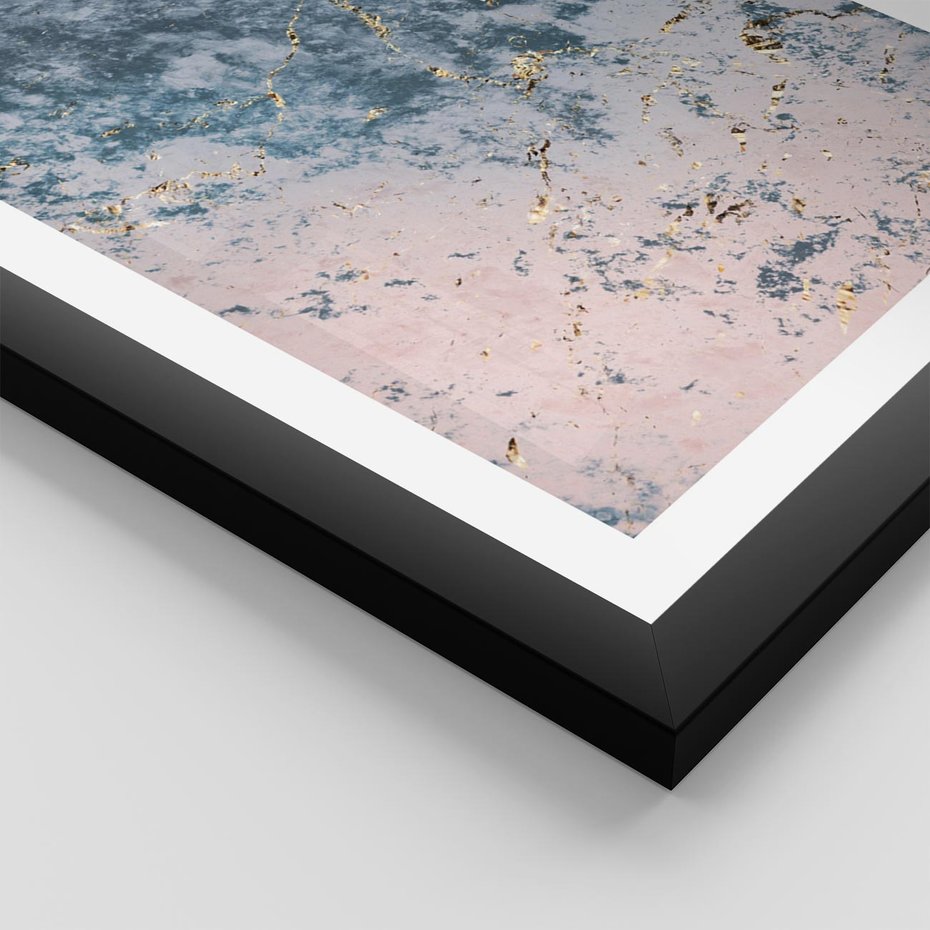 Plakat w ramie 50x70 - Elegancja i Wyrafinowanie - marmur, złoto - rama czarna