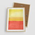 Plakat w ramie 50x70 - Rozmyte Odbicia - kolorowe akwarelowe pasy, odcienie żółci i czerwieni - rama drewno
