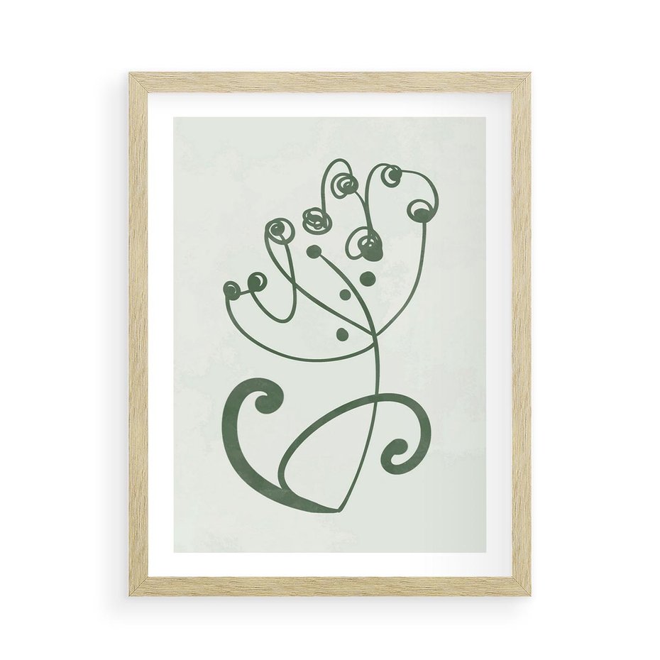 Plakat w ramie 50x70 - Zieleń Wyjątkowego Ukojenia - zielony odcień, abstrakcja - rama drewno