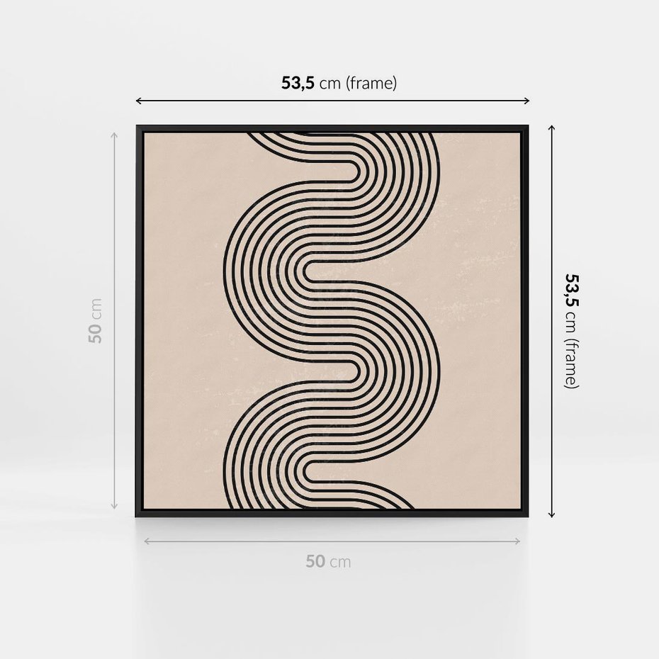 Obraz w ramie 50x50 - Bezgraniczne Odbicia - abstrakcyjne linie, geometria - rama czarna