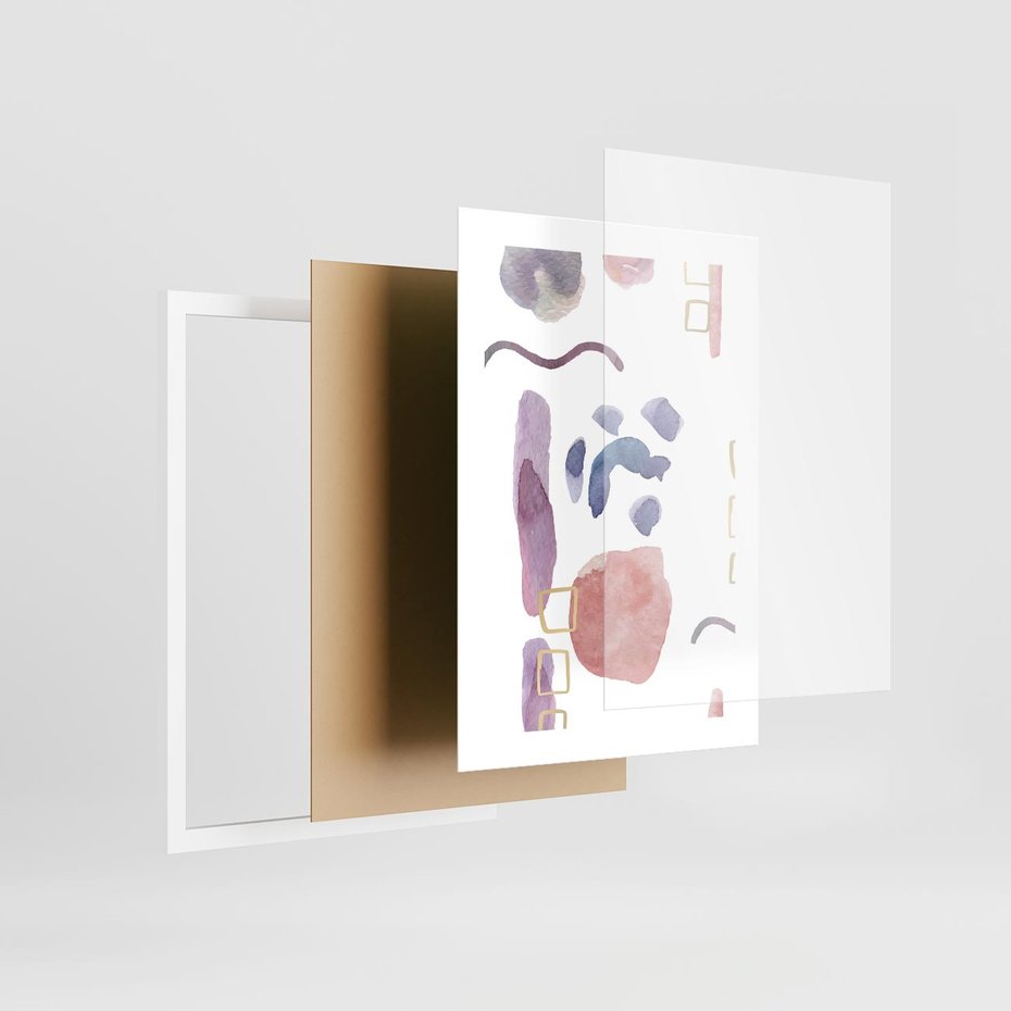 Plakat w ramie 30x40 - Boho Widokowe Impresje - abstrakcyjny palakt, akwarelowe plamy - rama biała