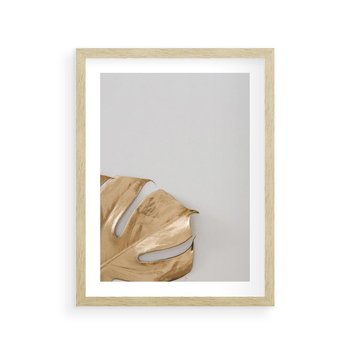 Plakat w ramie 30x40 - Natury Szlachetność - złote, liście - rama drewno