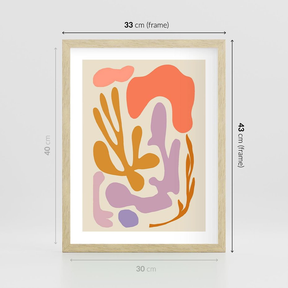 Plakat w ramie 30x40 - Ekspresjonistyczne Impulsy - abstrakcyjny obraz, pastelowe kolory - rama drewno