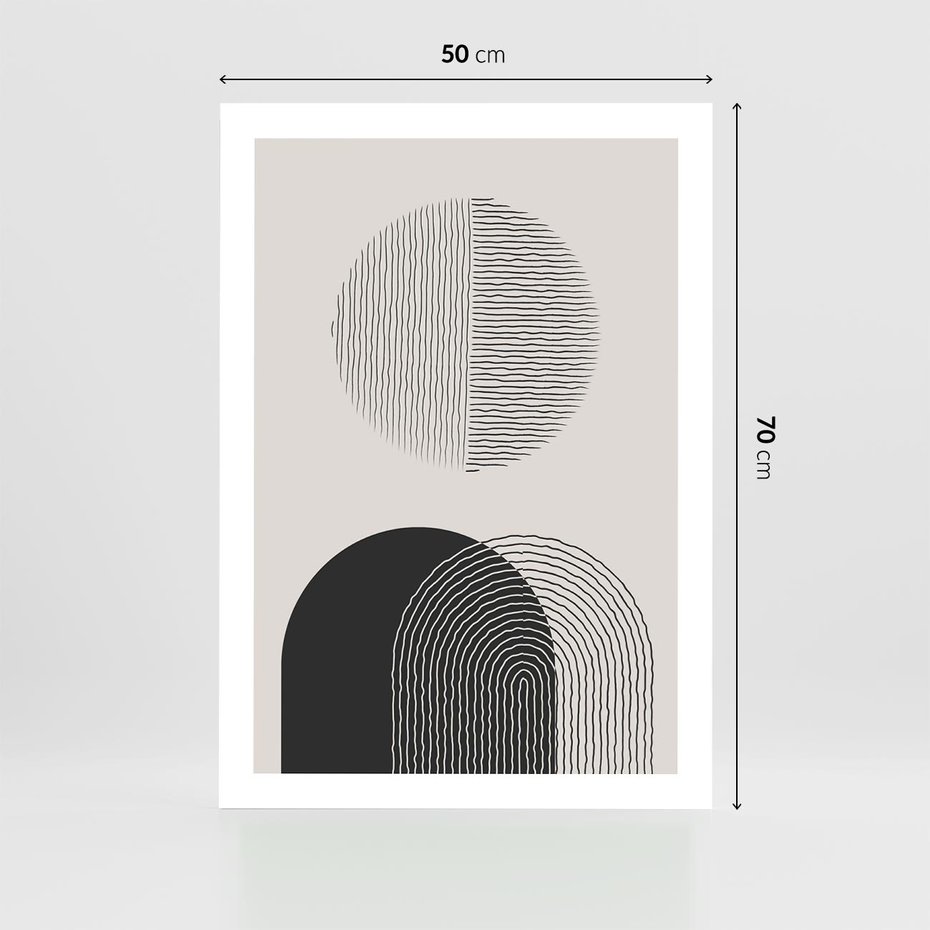 Plakat bez ramy 50x70 - Przenikająca Rzeczywistość - abstrakcyjna kompozycja, okręgi i półokręgi