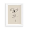 Plakat w ramie 50x70 - Przenikający Dialog - szkic kwiatu, mnimalistyczny szkic - rama biała