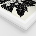 Plakat w ramie 30x40 - Ruchome szkicowe odbicia - czarno biała grafika, roślinność - rama biała